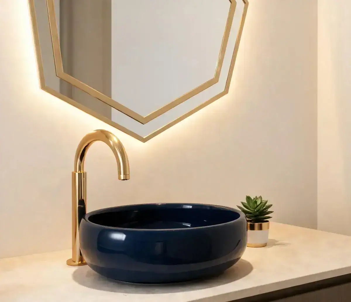 2026 warm metal faucet surface finish trend in modern bathroom