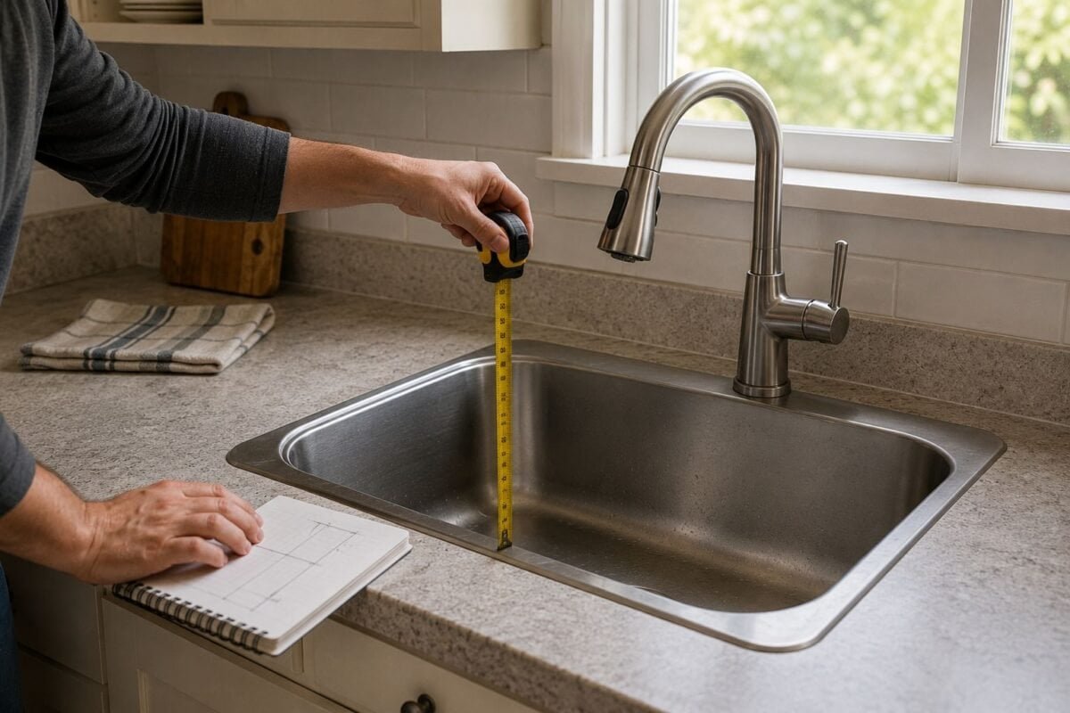 Measuring sink depth and faucet clearance before choosing a pull-out kitchen faucet